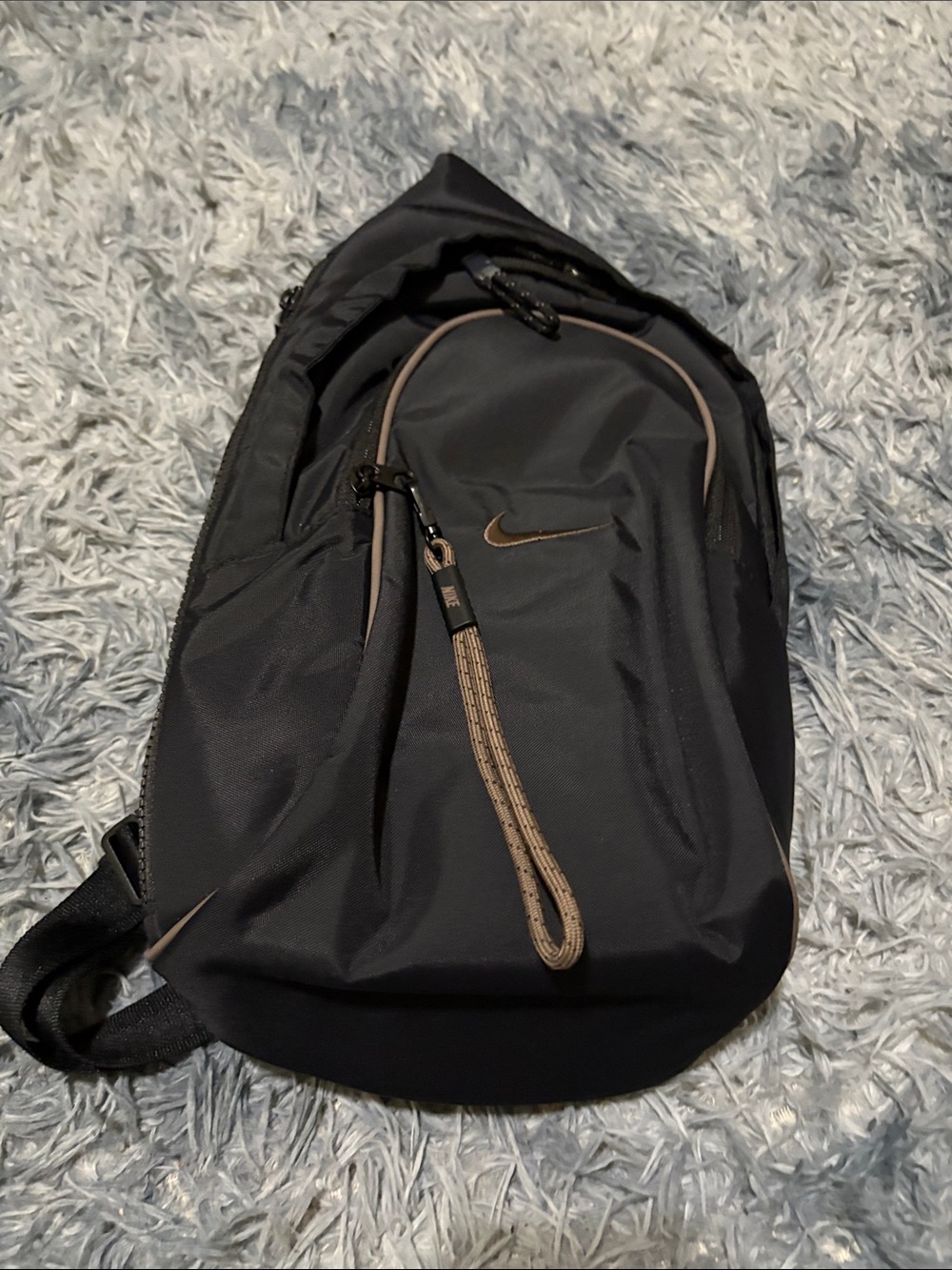 Nike Black Sling Bag with Brown Trim